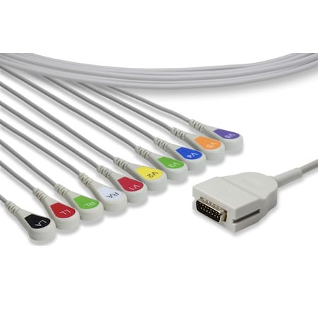 Mortara Burdick Direct-Connect EKG Cable - 10 Leads Snap 340 Cm
